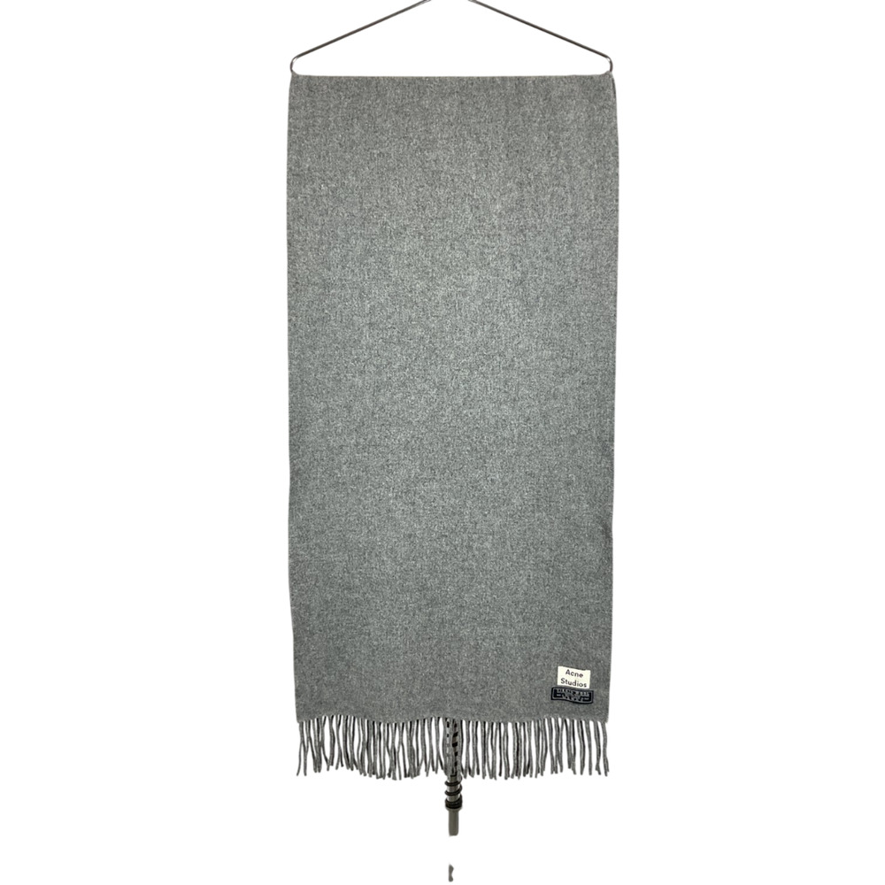 Acne Studios Cozy Gray Logo Patch Scarf - Picture 2 of 5